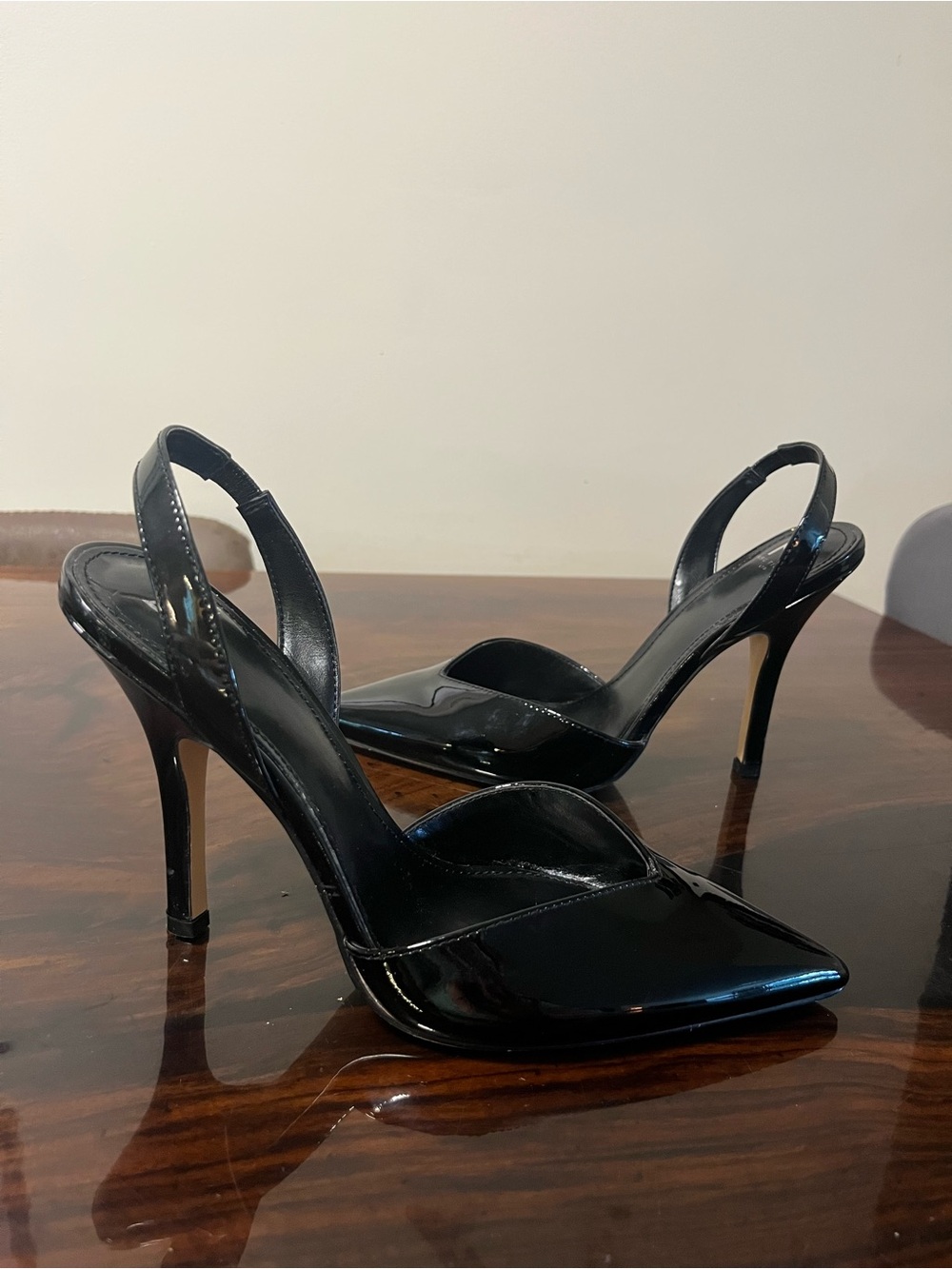 Marc Fisher Pointed Toe Patent Slingback Stiletto Heels - Black Size 8 M